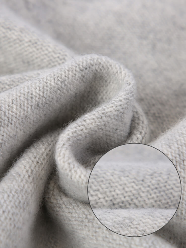 Kids Light Gray Cable Knit Cashmere Hoodie with Kangaroo Pocket